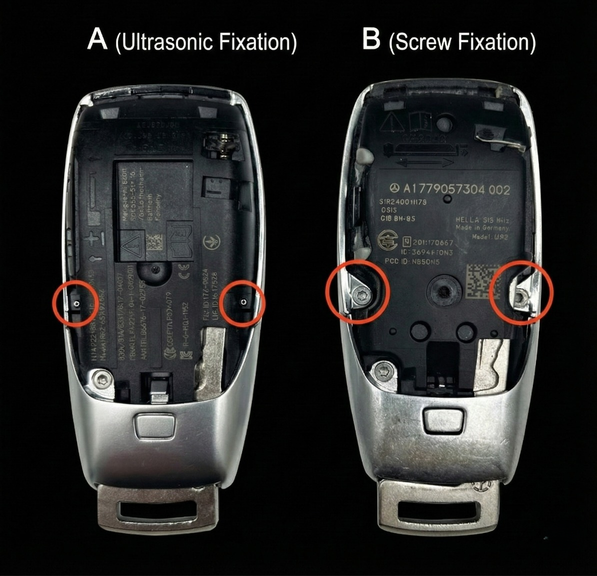 Gothic Cross–Engraved 925 Sterling Silver Key Case for 2nd-Generation Mercedes-Benz Smart Keys