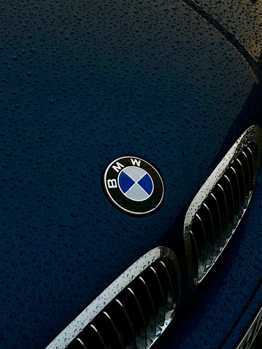 a close up of a bmw emblem on a car