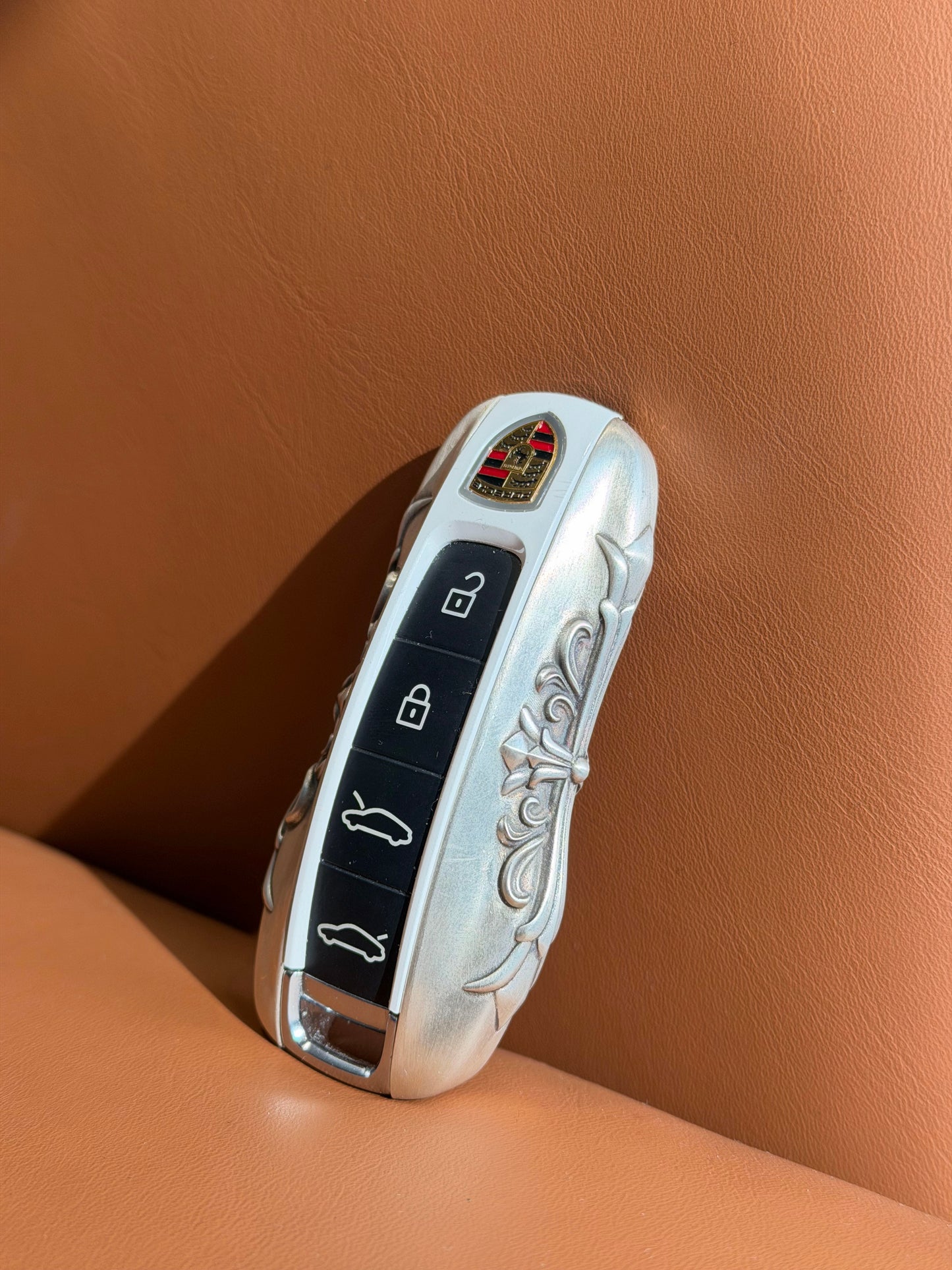 Chrome Hearts Inspired 925 Silver Key Case for Porsche – Luxury Gothic Silver Key Cover