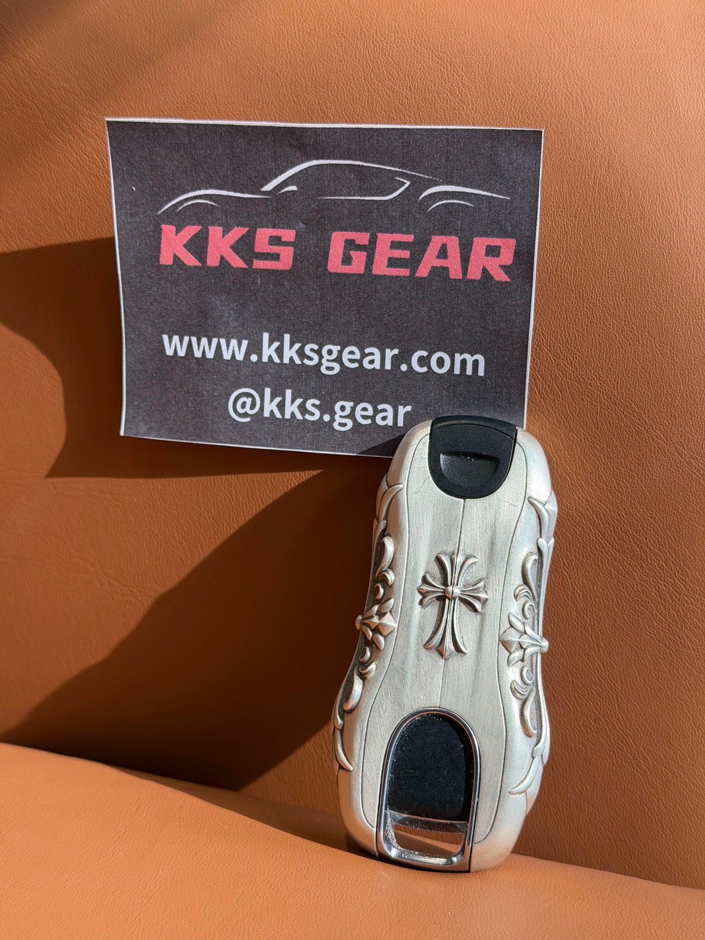 Chrome Hearts Inspired 925 Silver Key Case for Porsche – Luxury Gothic Silver Key Cover