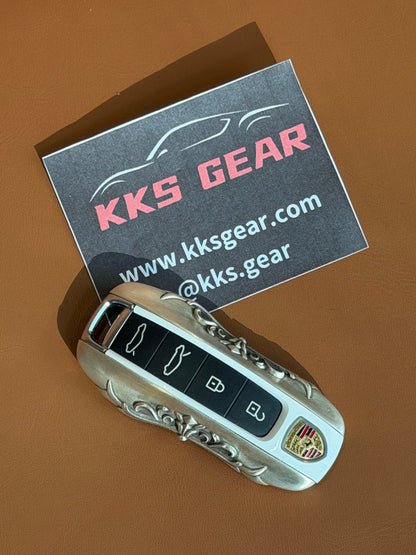 Chrome Hearts Inspired 925 Silver Key Case for Porsche – Luxury Gothic Silver Key Cover