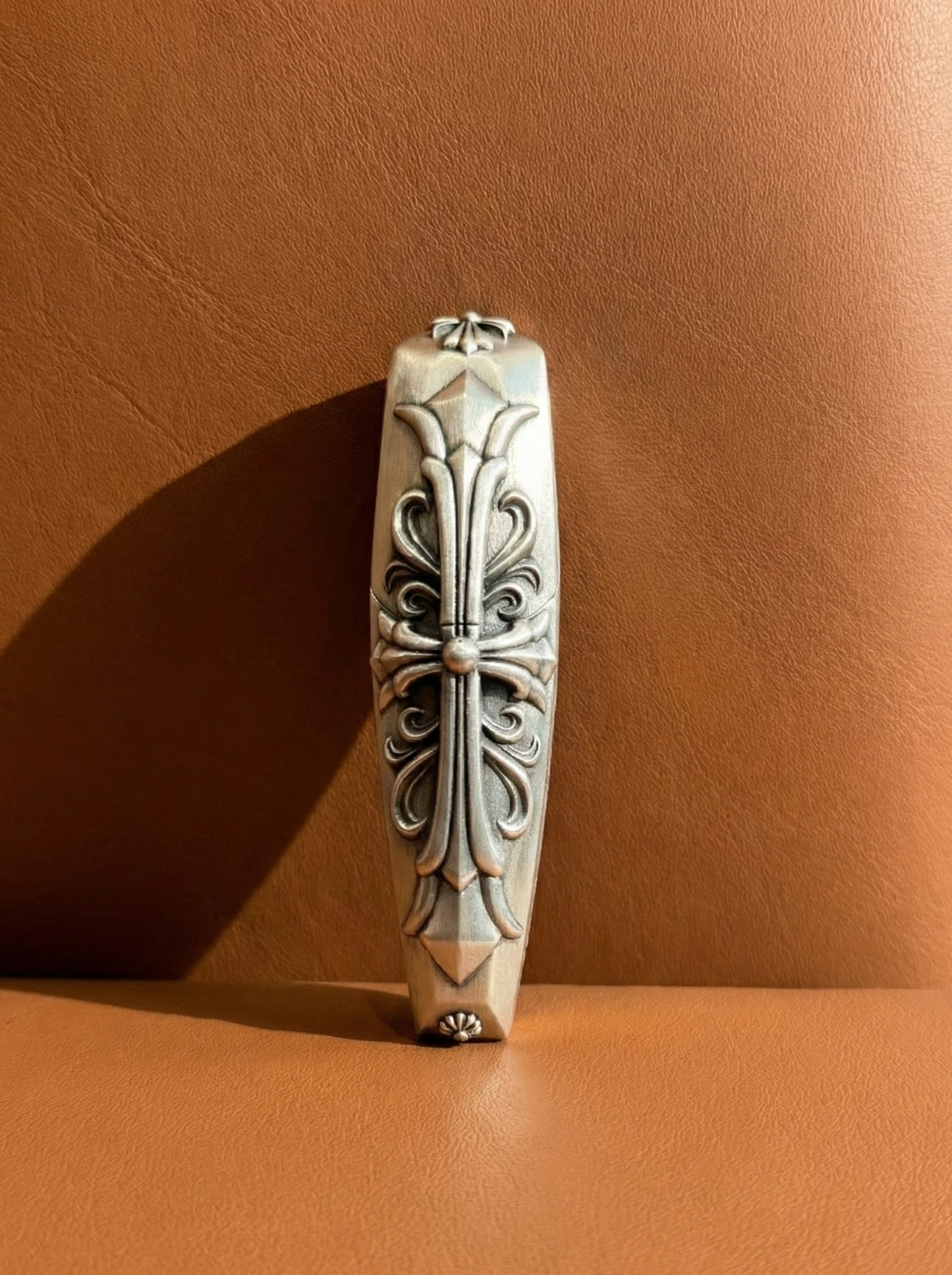 Gothic Floral–Engraved 925 Sterling Silver Aston Martin Key Case (Premium Metal Cover)