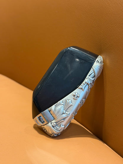 Gothic Cross–Engraved 925 Sterling Silver Car Key Case for BMW New-Generation Smart Keys (2023–2024) (7 Series, X7, i7, iX, XM, X5, X6)